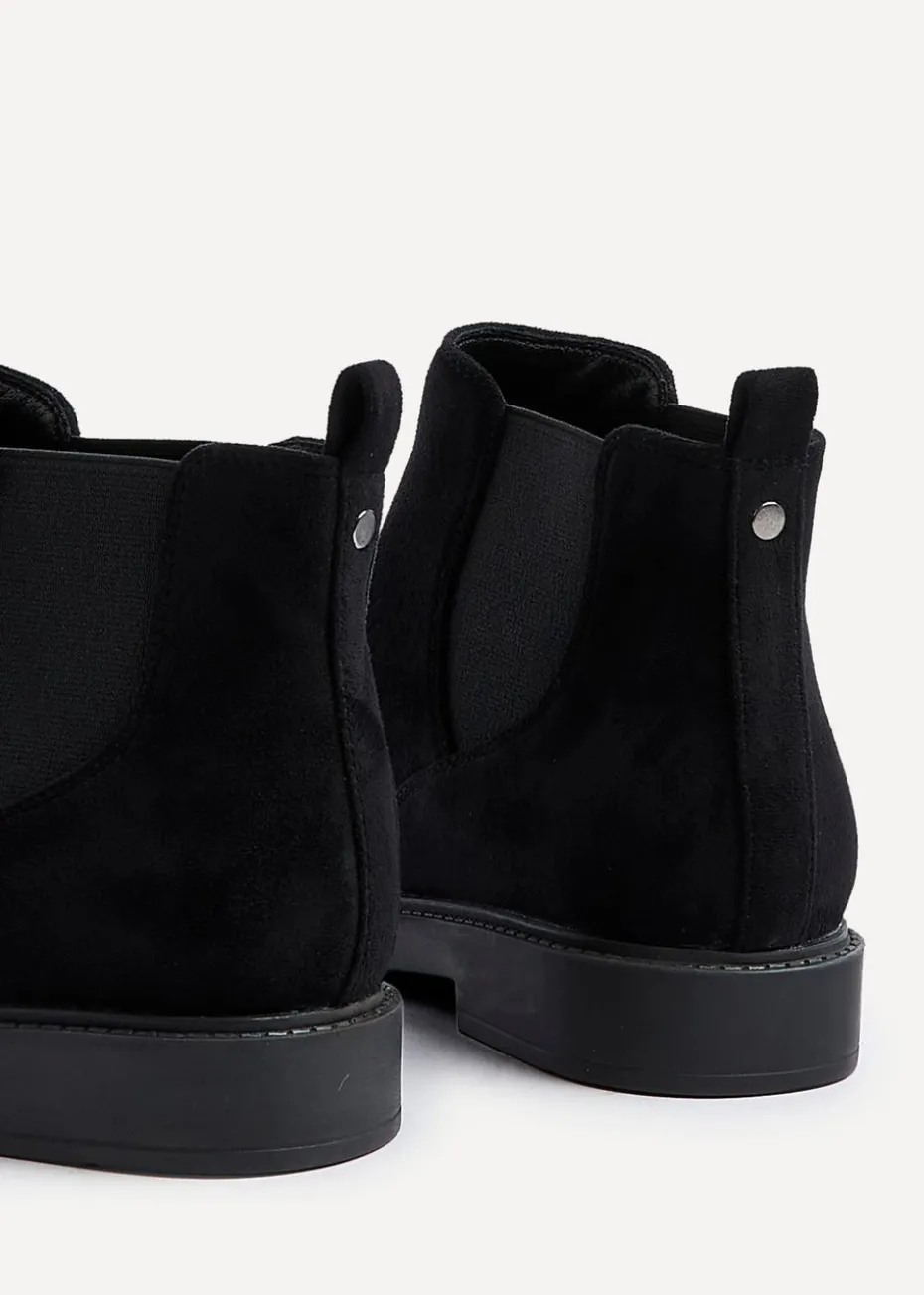 Linzi Fauna Wide Fit Black Faux Suede Classic Chelsea Boot