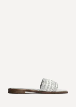 Linzi Fernanda Silver Embellished Slip On Sandals