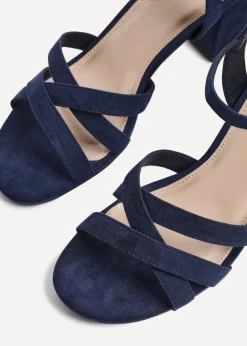 Linzi Flair Navy Faux Suede Heeled Sandals