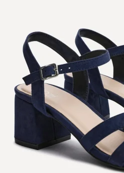 Linzi Flair Navy Faux Suede Heeled Sandals