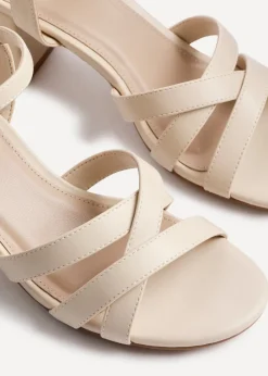 Linzi Flair Sand Faux Leather Heeled Sandals