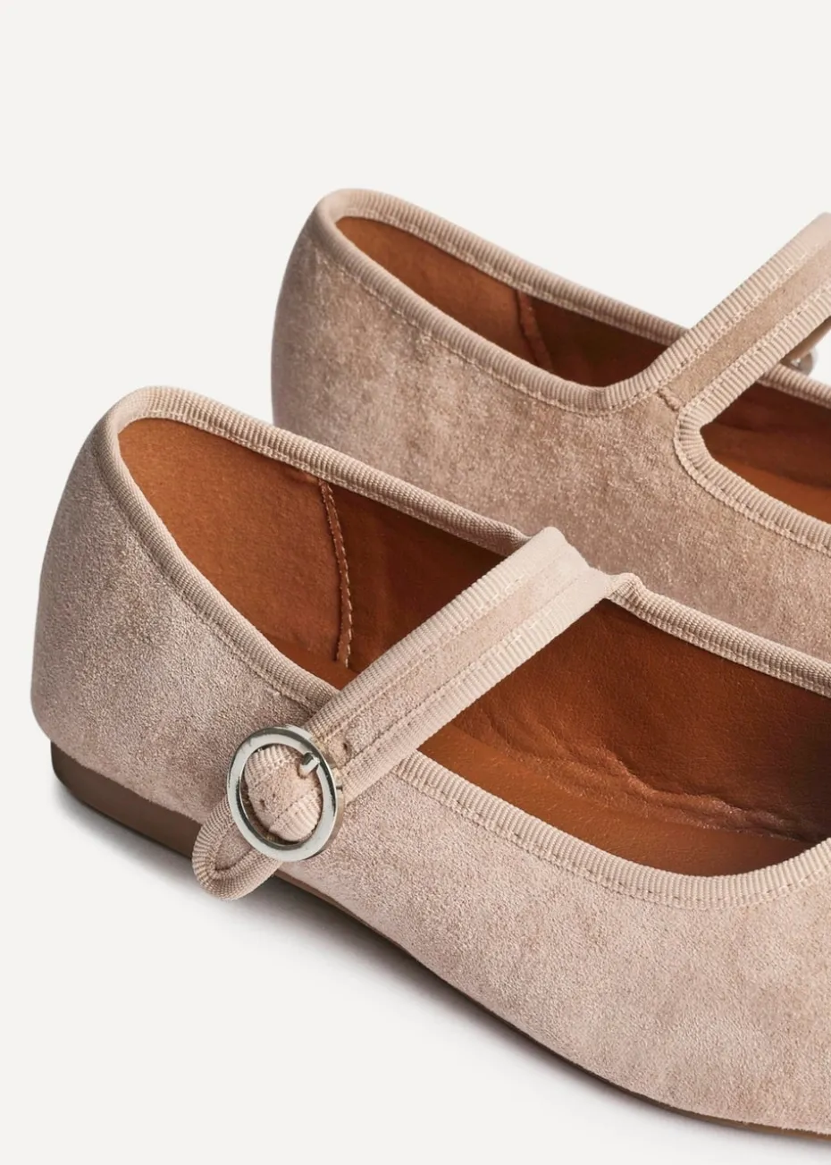 Linzi Graceful Nude Faux Suede Ballet Pumps