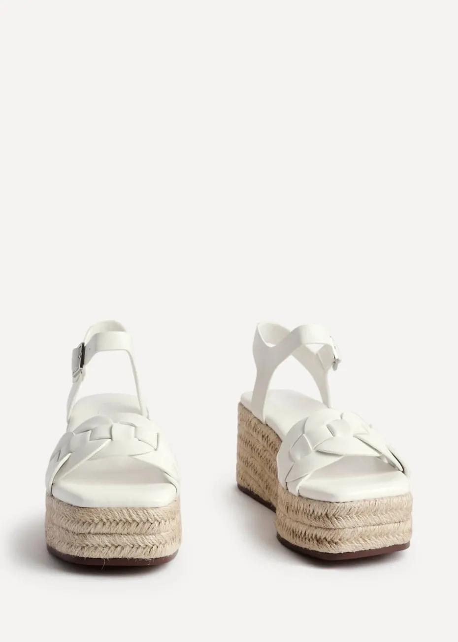 Linzi Grazia White Faux Leather Plaited Platform Wedge