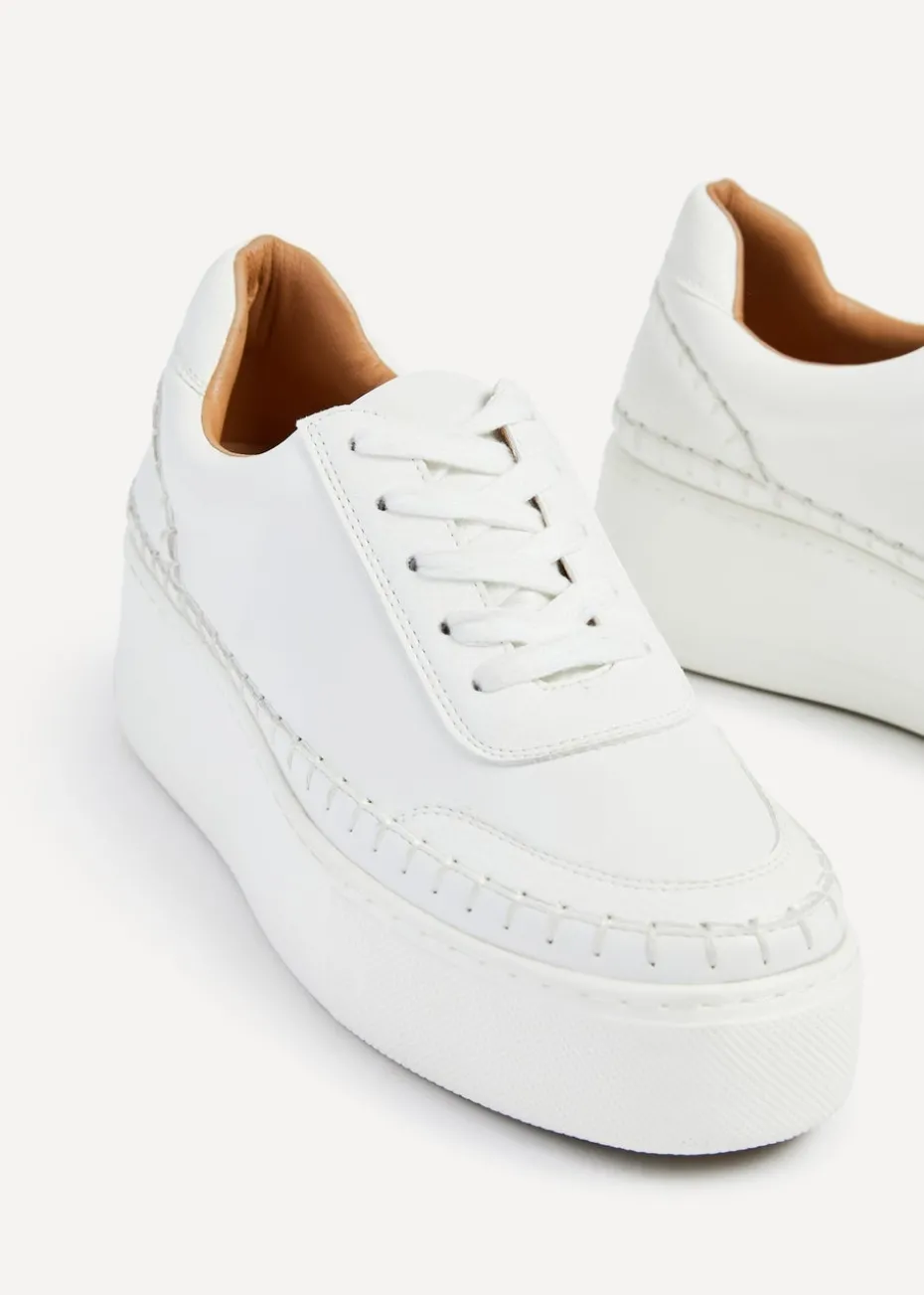 Linzi Harlem White Faux Leather Platform Trainer