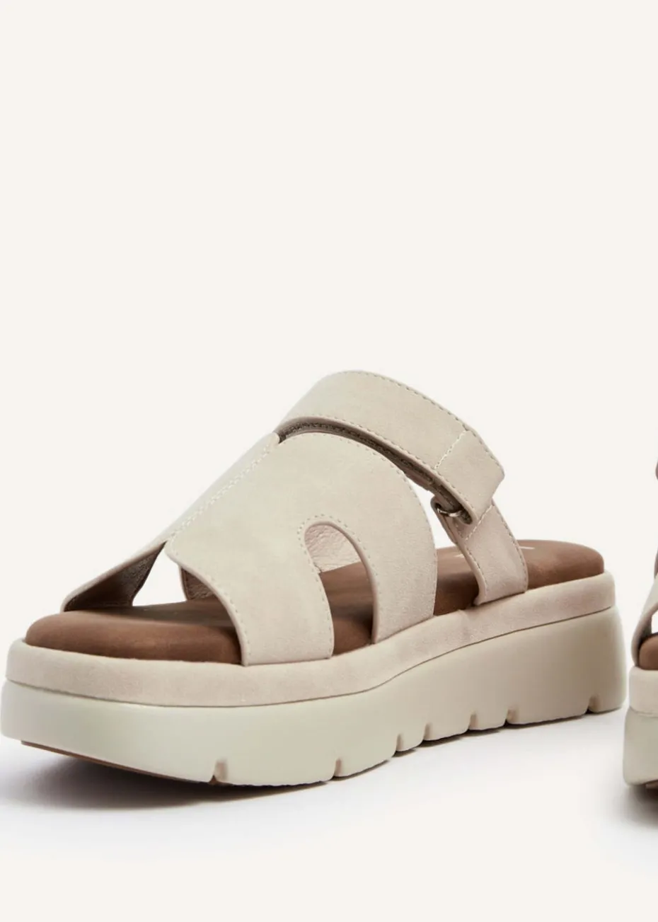 Linzi Harper Beige Faux Nubuck Chunky Link Strap Sandal