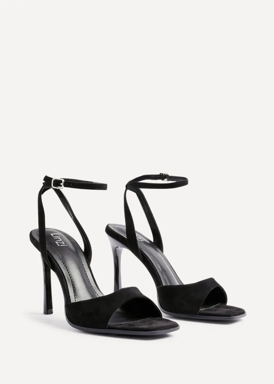 Linzi Jazz Black Faux Suede Stiletto High Heels