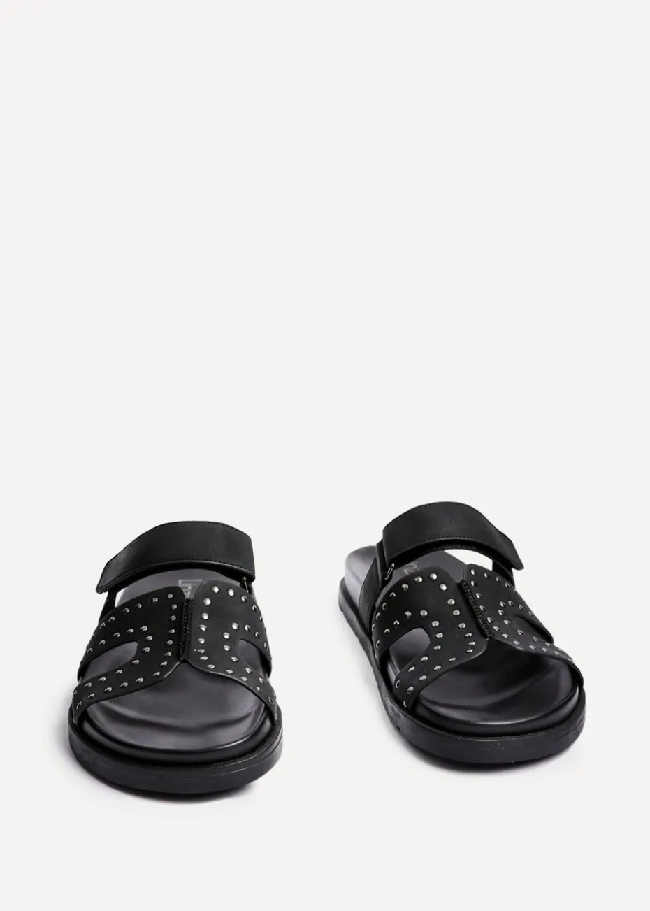 Linzi Karma Black Nubuck Studded Linked Design Sandal