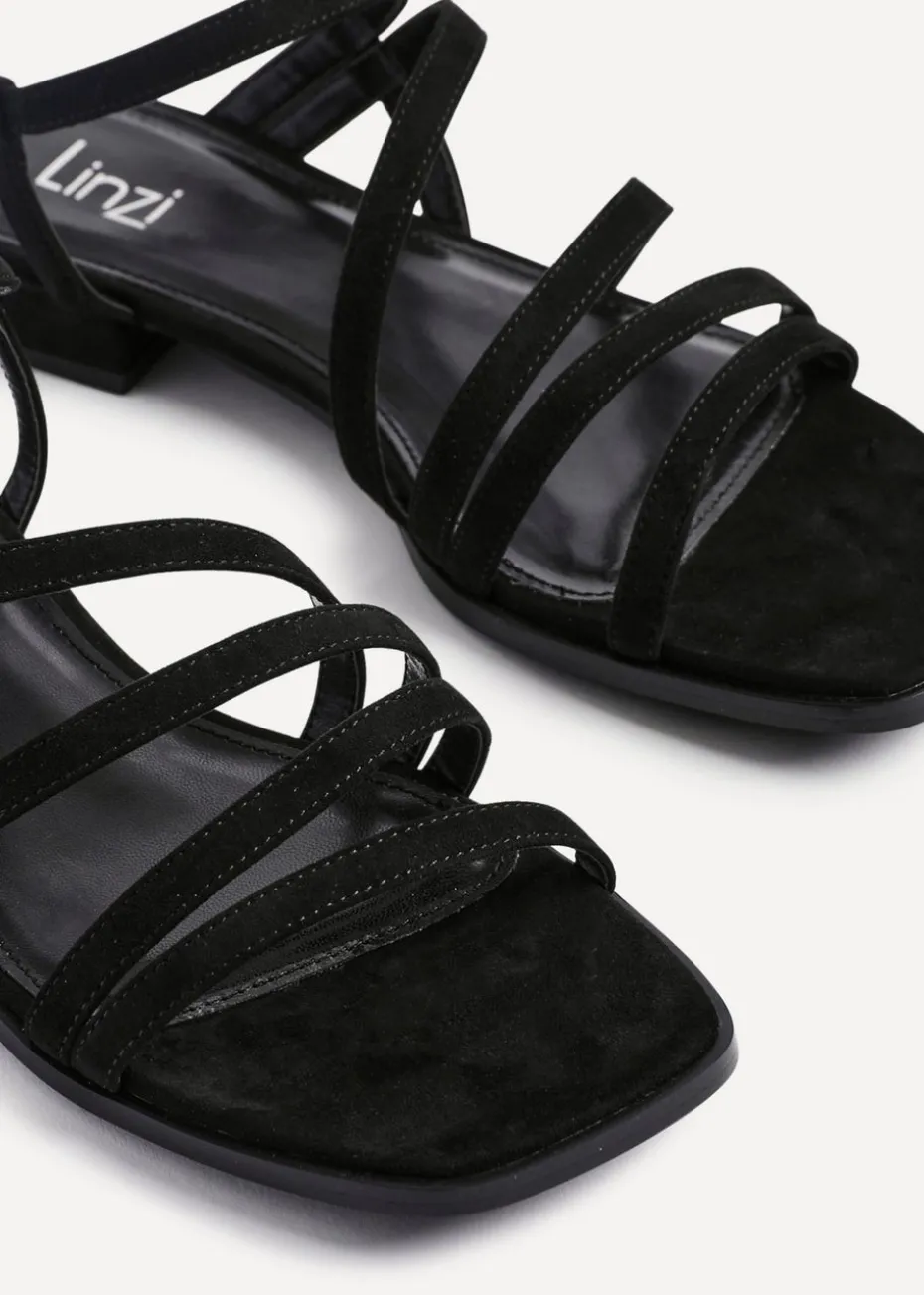 Linzi Lucie Black Faux Suede Strappy Sandals
