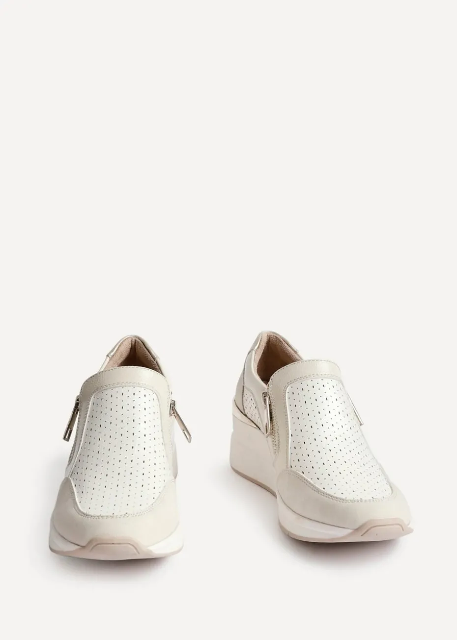 Linzi Madison Beige Faux Leather Platform Trainer