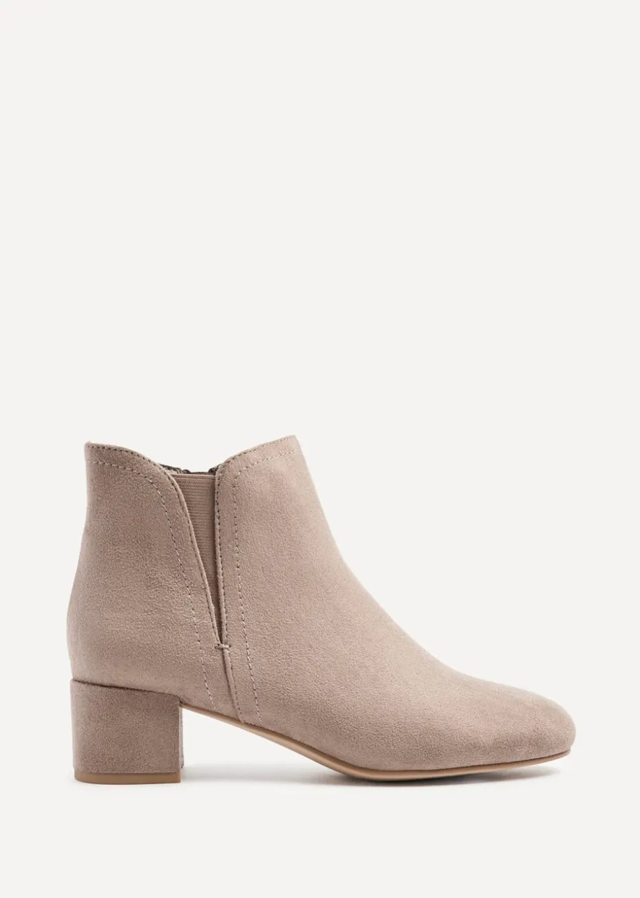 Linzi Manor Mocha Faux Suede Block Heeled Ankle Boot