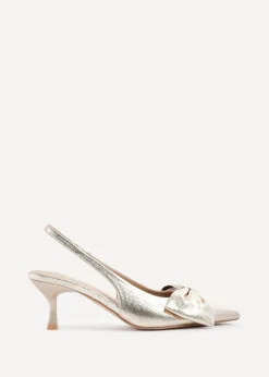 Linzi Merlot Gold Faux Leather Slingback Court Heels