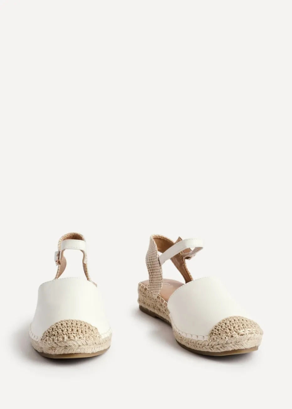 Linzi Neroli White Faux Leather Closed Toe Espadrille Flatform Sandal