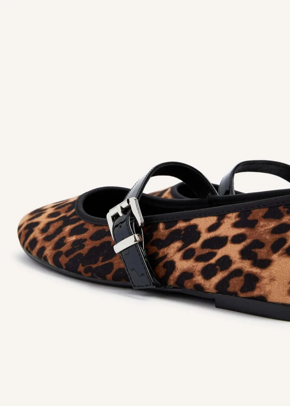 Linzi Odette Leopard Print Faux Suede Mary Jane Pumps