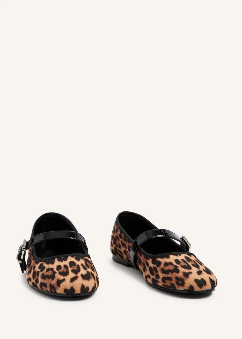 Linzi Odette Leopard Print Faux Suede Mary Jane Pumps
