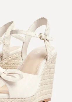 Linzi Portofino Beige Canvas Espadrille Wedge