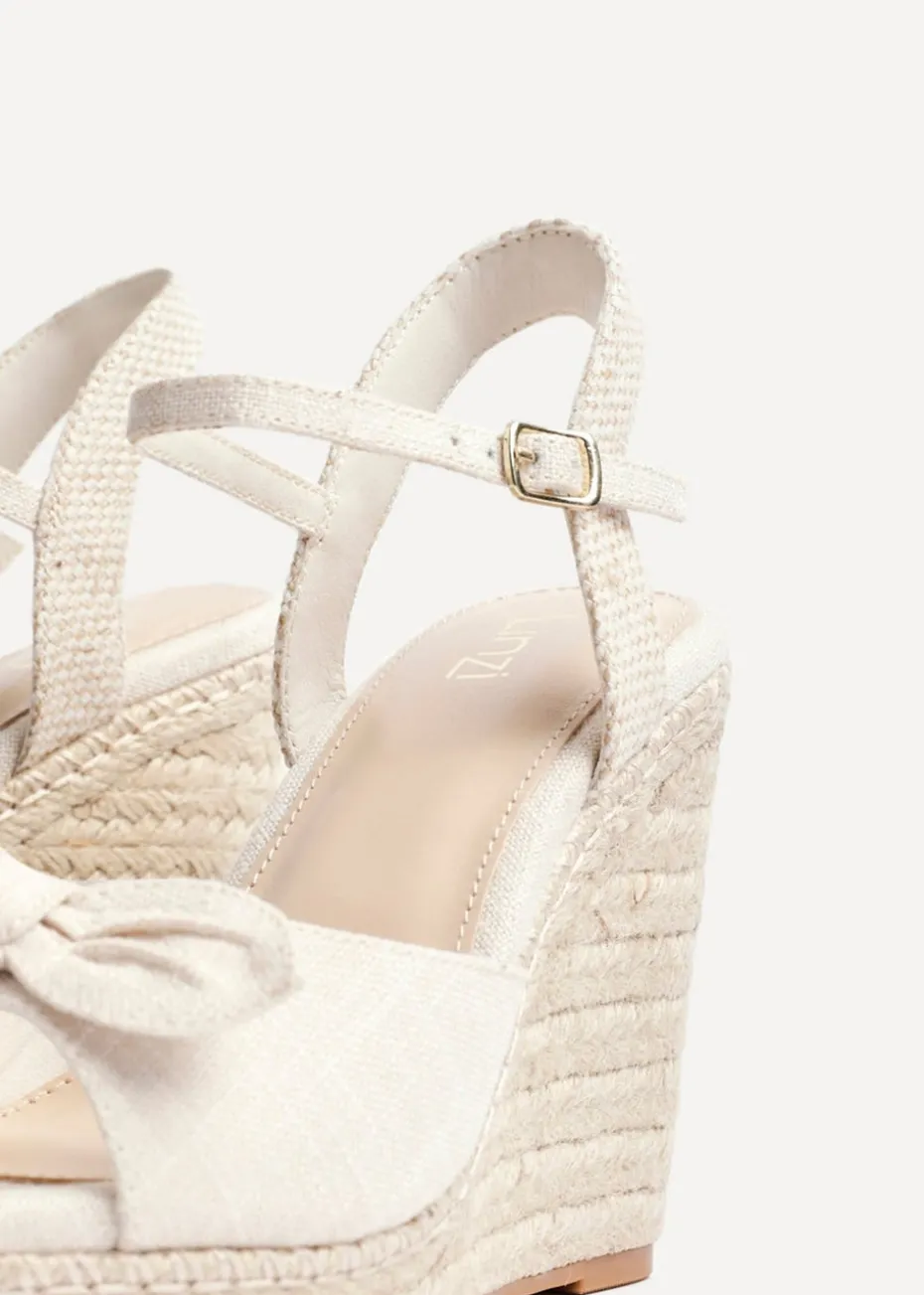 Linzi Portofino Beige Canvas Espadrille Wedge