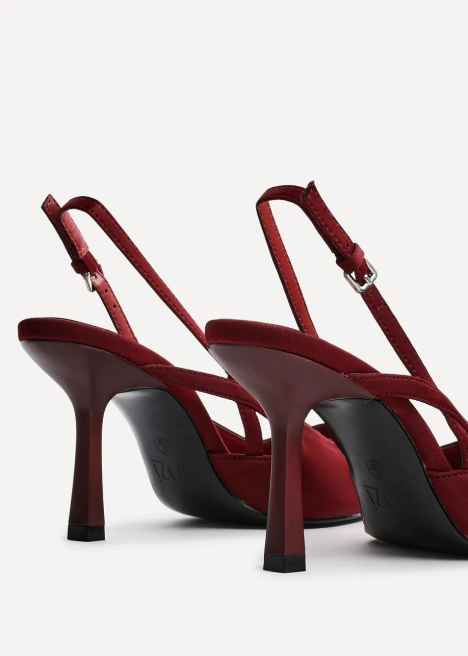 Linzi Rhea Burgundy Scuba Sling Back Court Heels