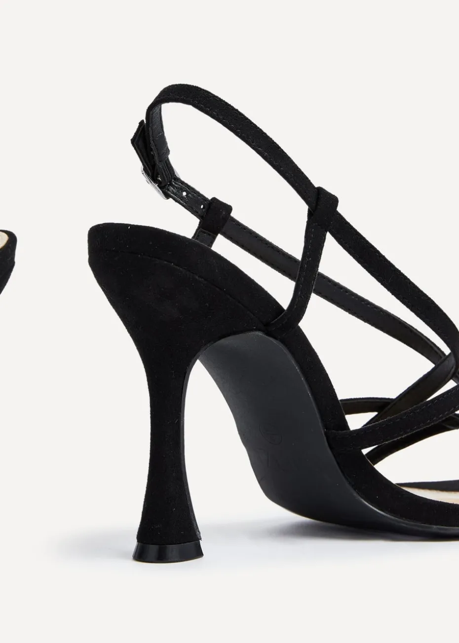 Linzi Sabrina Black Faux Suede Square Toe High Heel