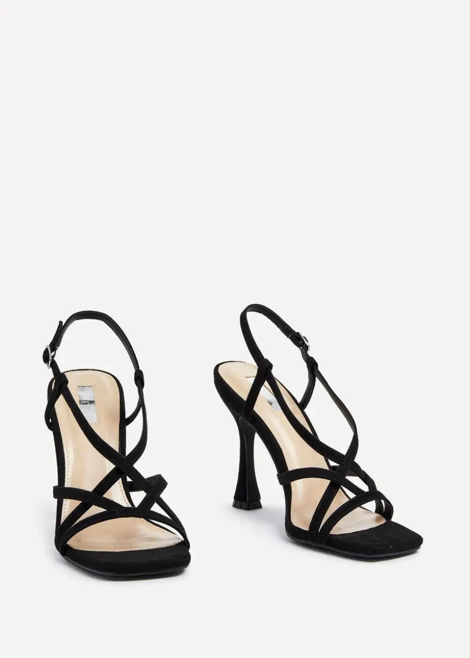 Linzi Sabrina Black Faux Suede Square Toe High Heel