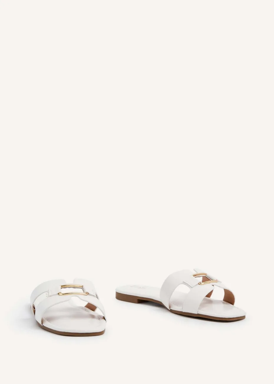 Linzi Sasha White Faux Leather Slider Sandal