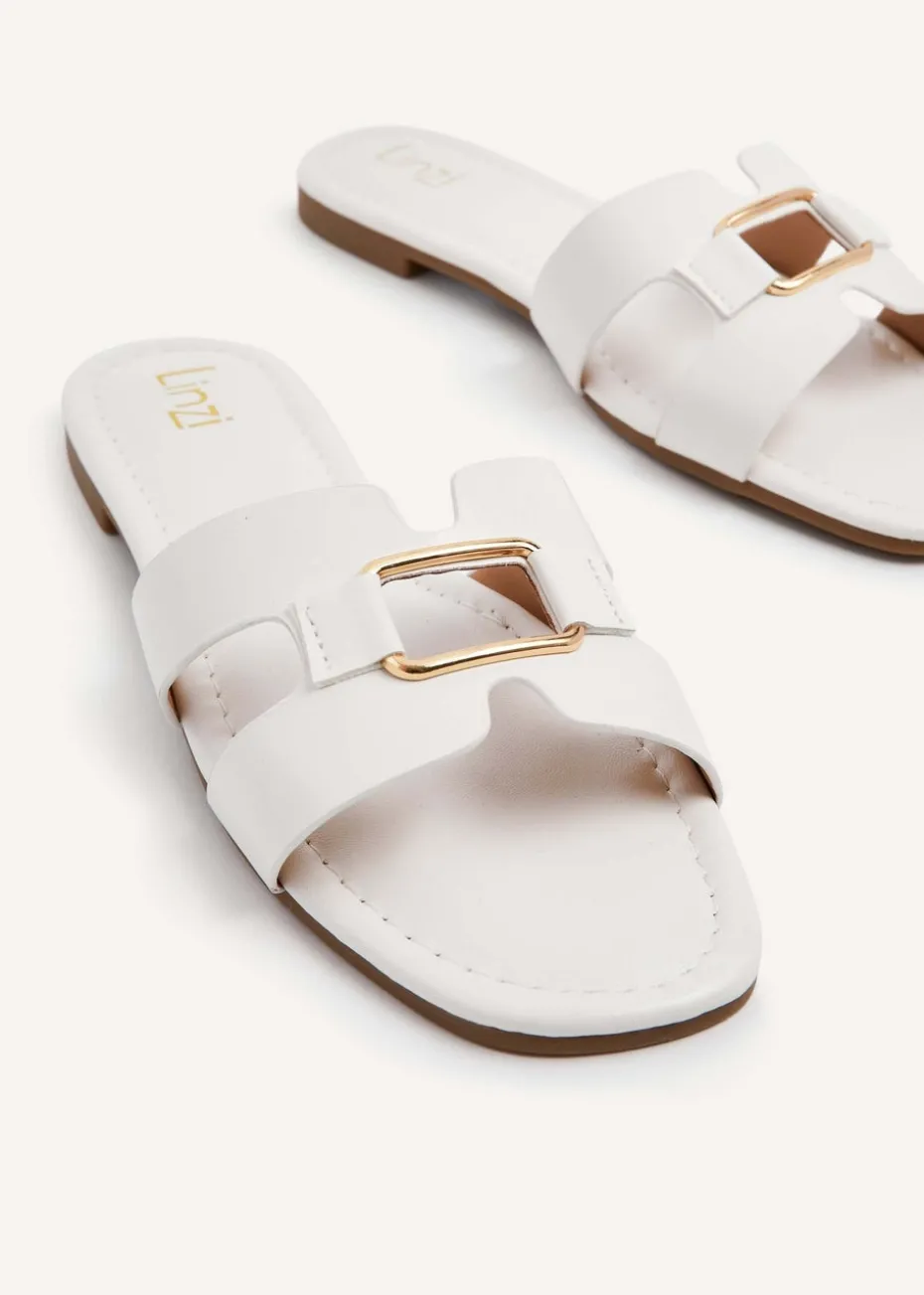 Linzi Sasha White Faux Leather Slider Sandal