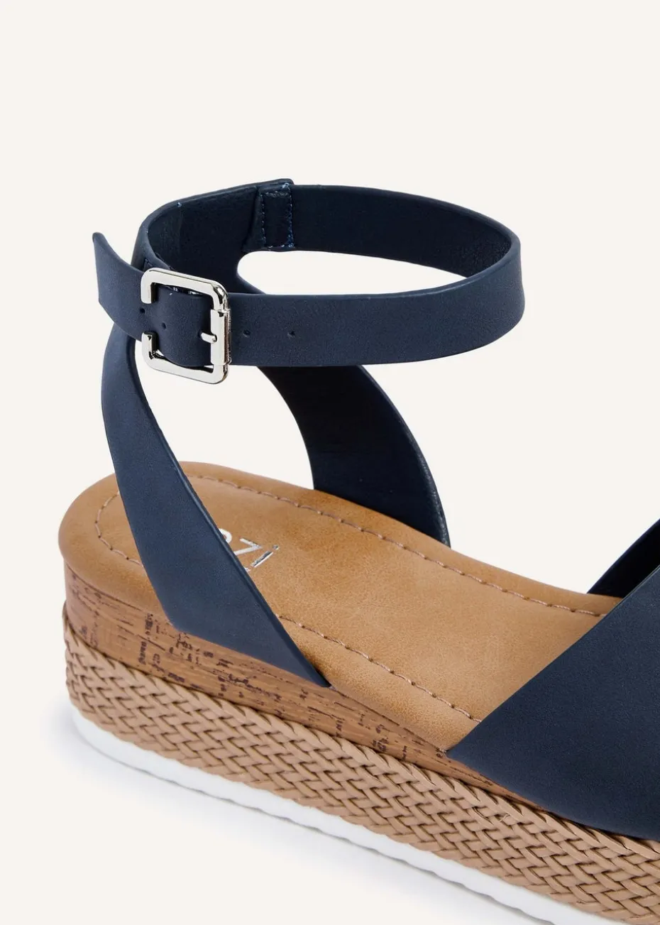 Linzi Shore Wide Fit Navy Flatform Sandal