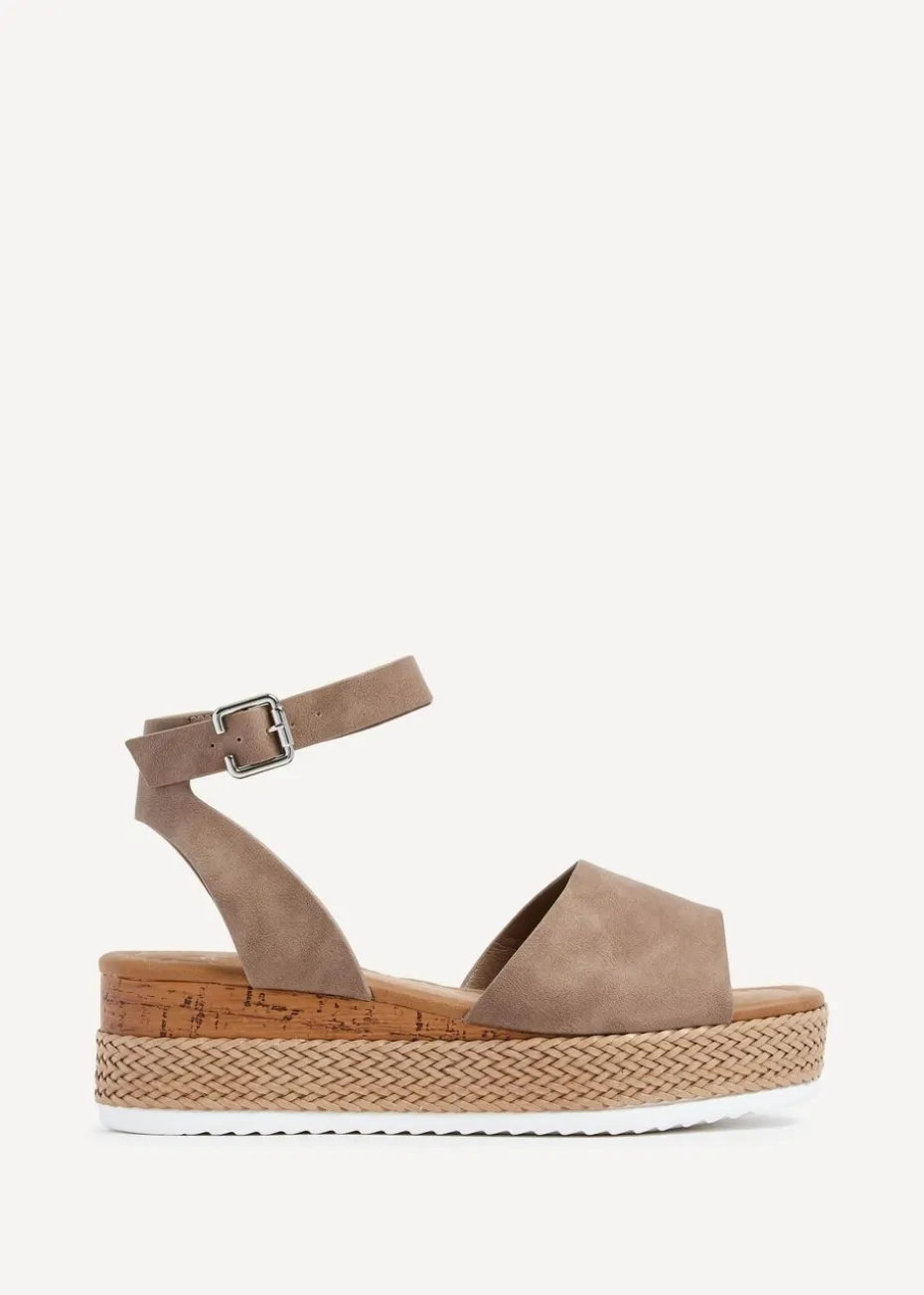 Linzi Shore Wide Fit Taupe Flatform Sandal