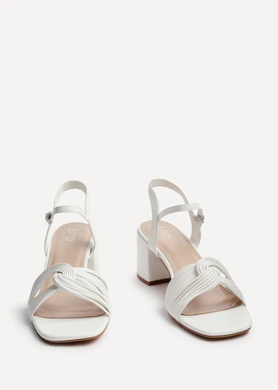 Linzi Susanna White Faux Leather Block Heeled Sandal