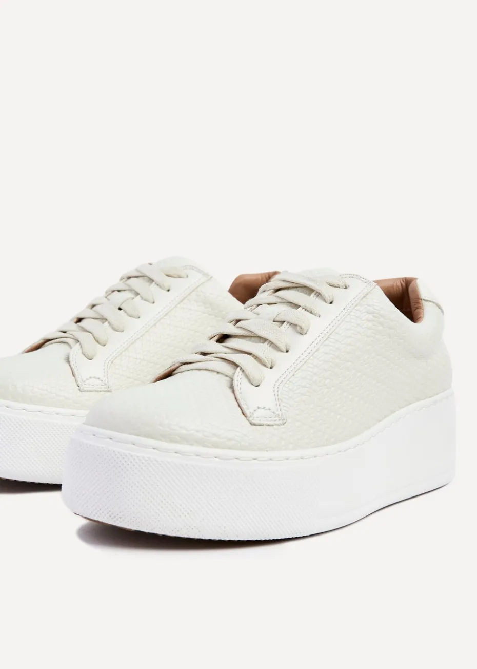 Linzi Twyla Cream Faux Leather Platform Trainer
