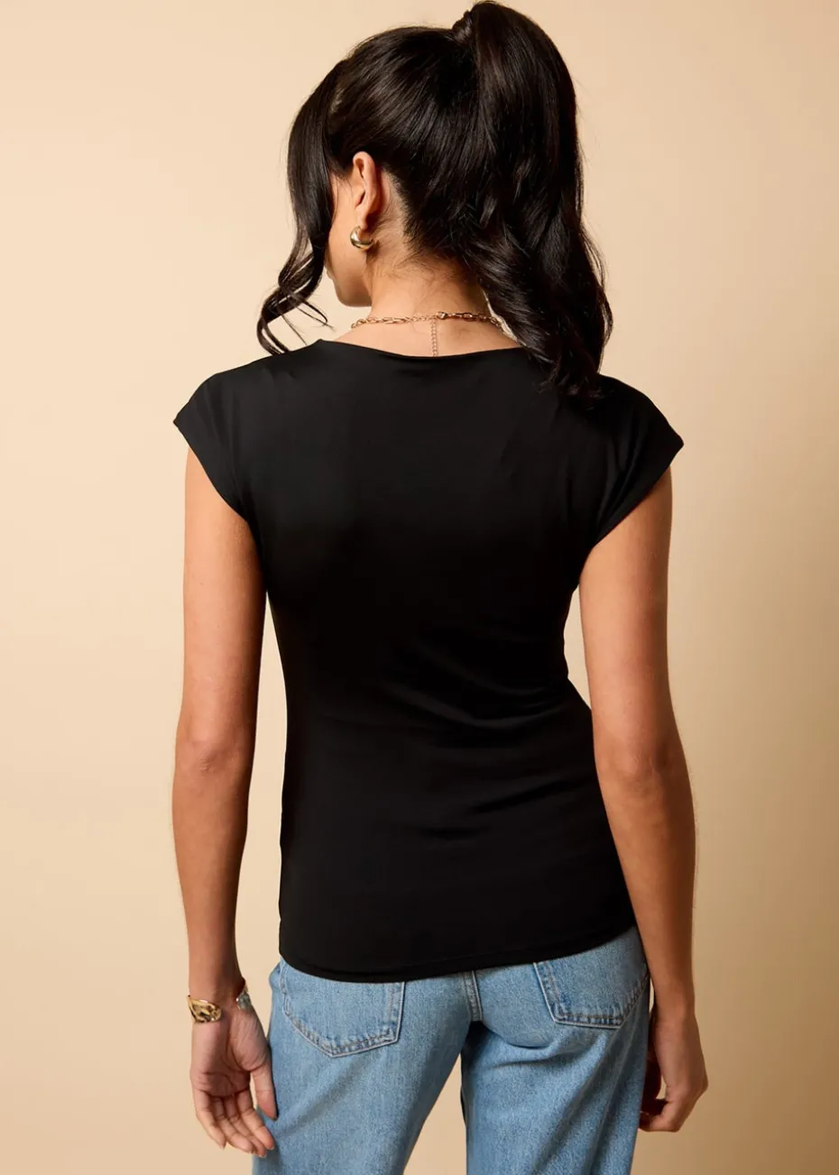 Little Mistress Black Ruched Top by Vicky Pattison