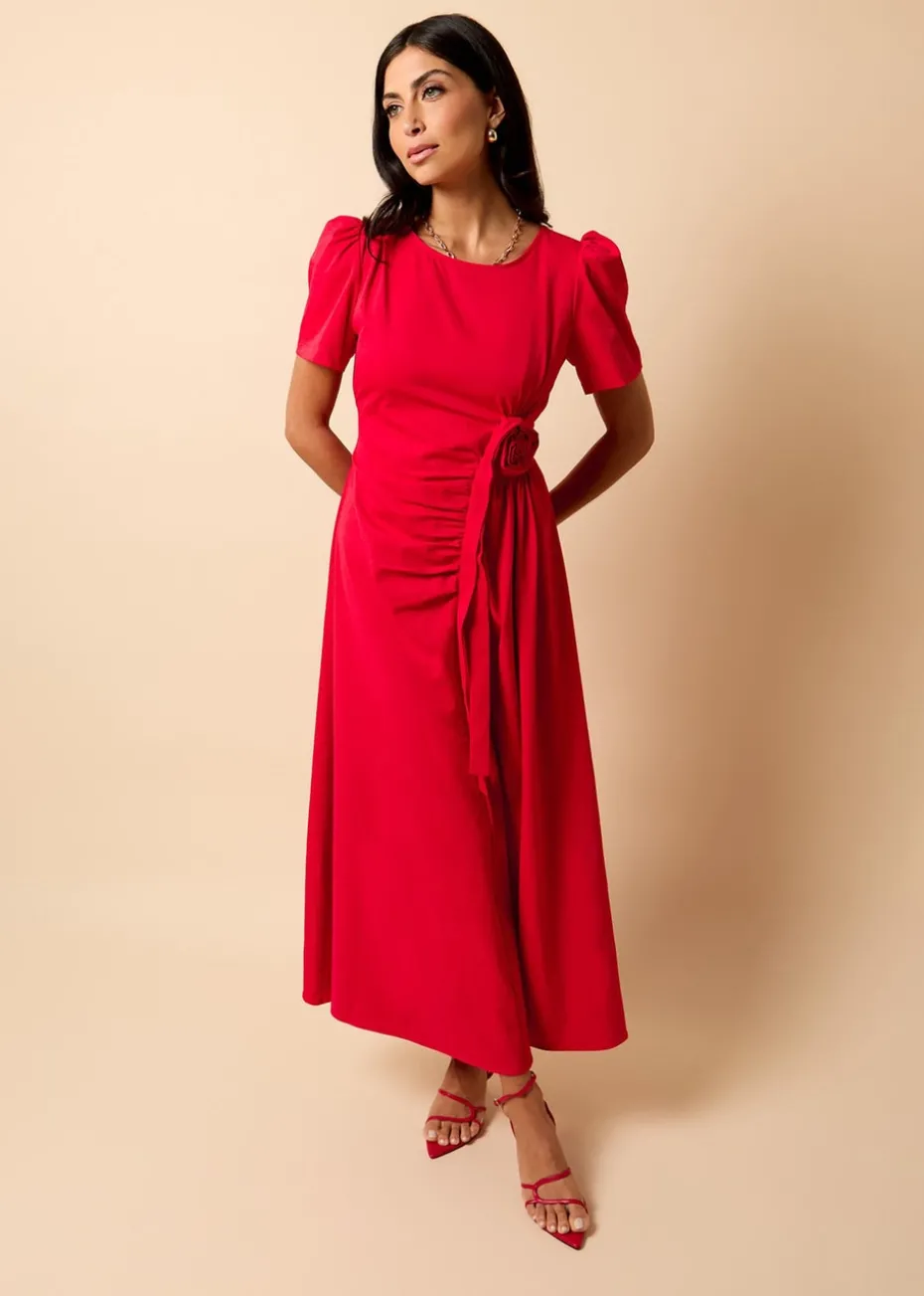 Little Mistress Red Rosette Midaxi Dress by Vicky Pattison