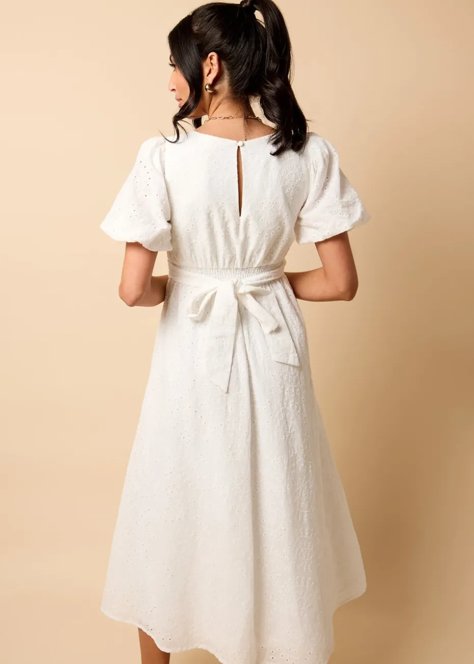Little Mistress White Broderie Midi Dress by Vicky Pattison