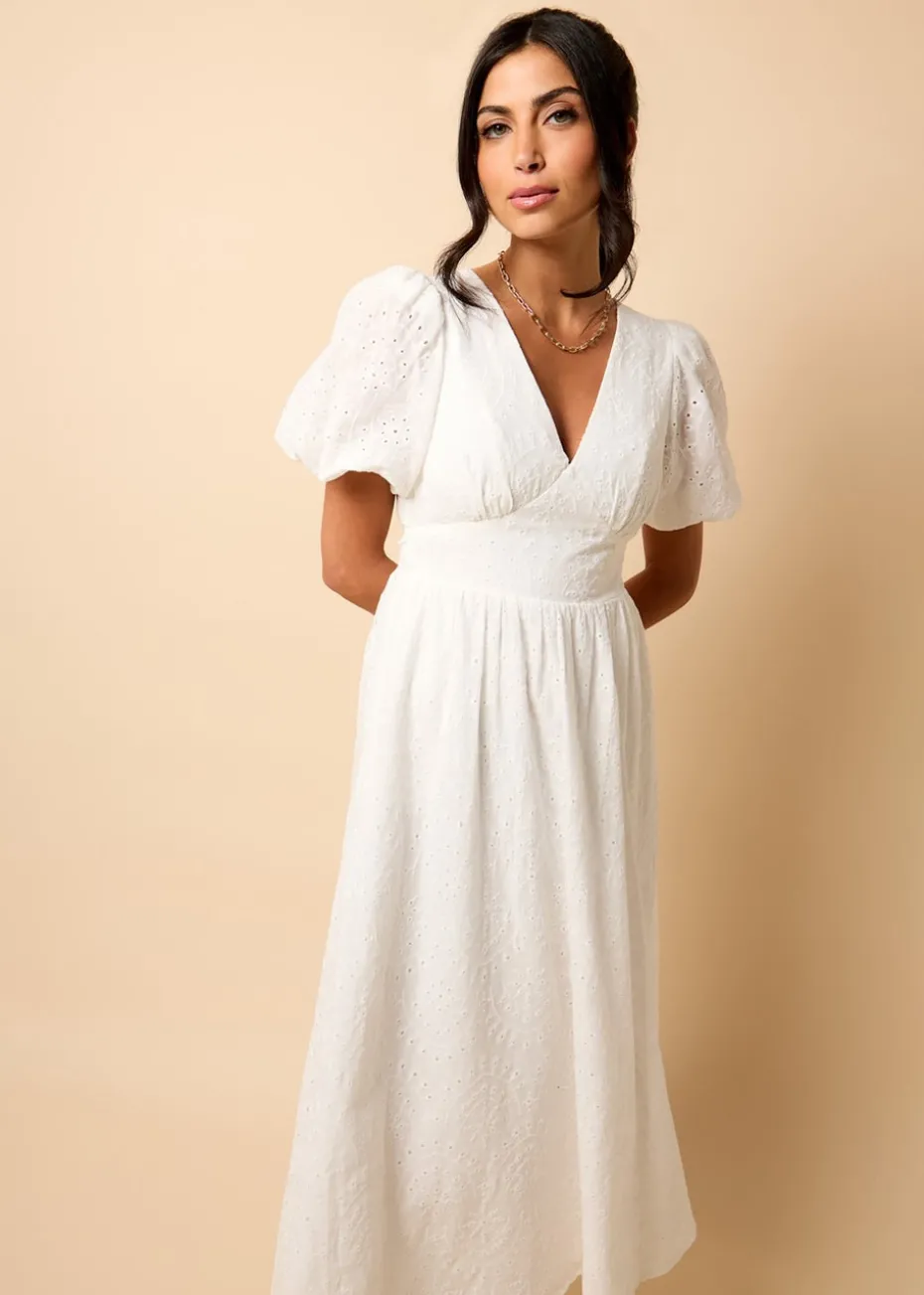 Little Mistress White Broderie Midi Dress by Vicky Pattison