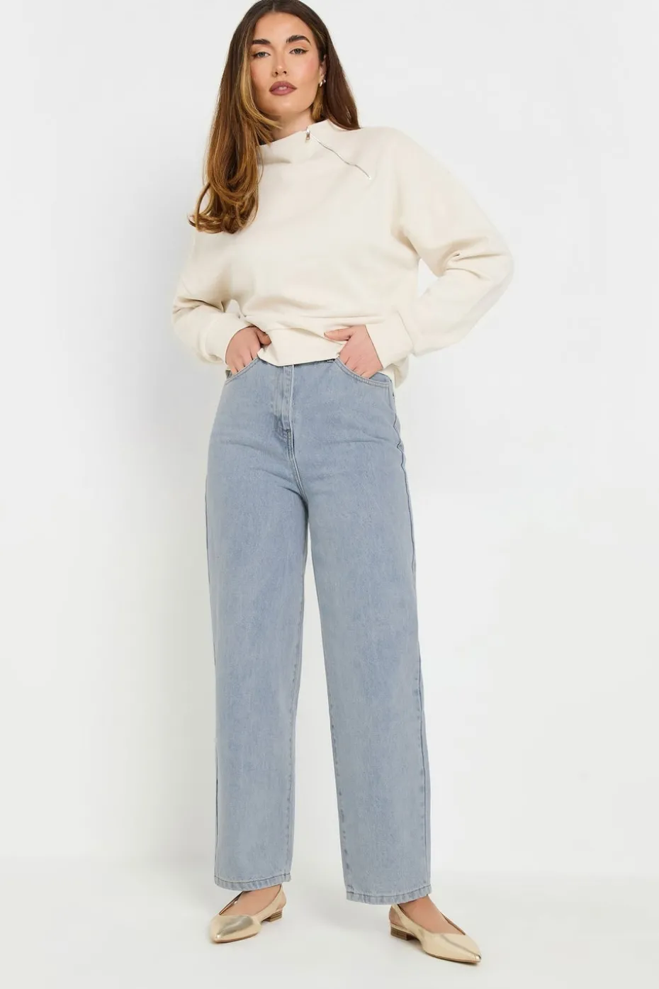 Long Tall Sally Light Blue Wash Barrel Leg Jeans