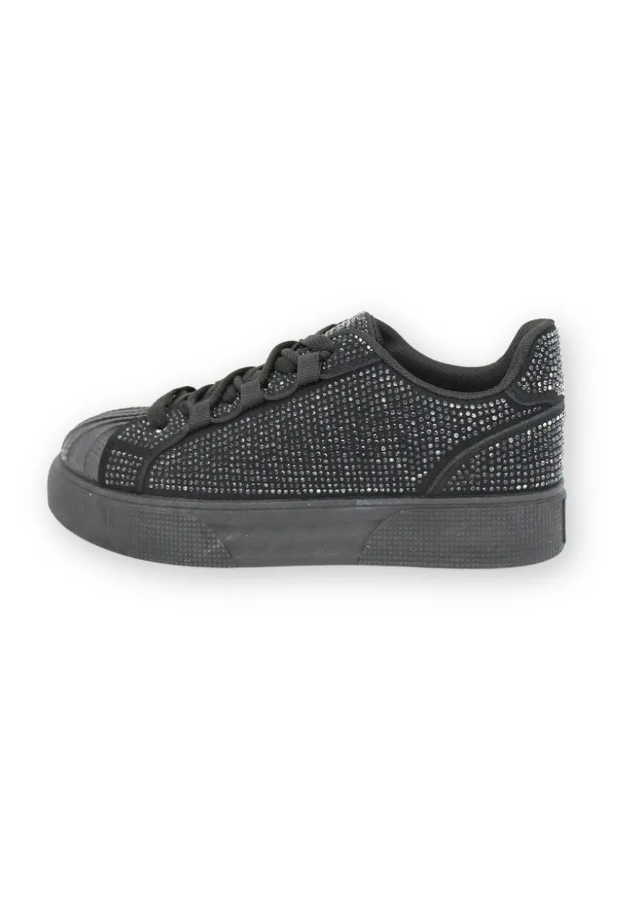 Love Lemonade Black Sparkly Crystal Eternal Trainers