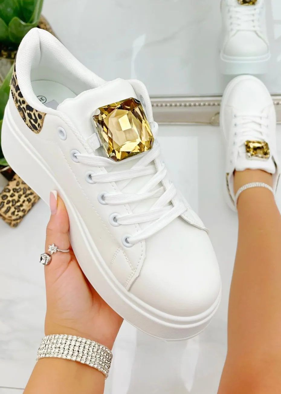 Love Lemonade Leopard Crystal Statement Jewel Chunky Trainers