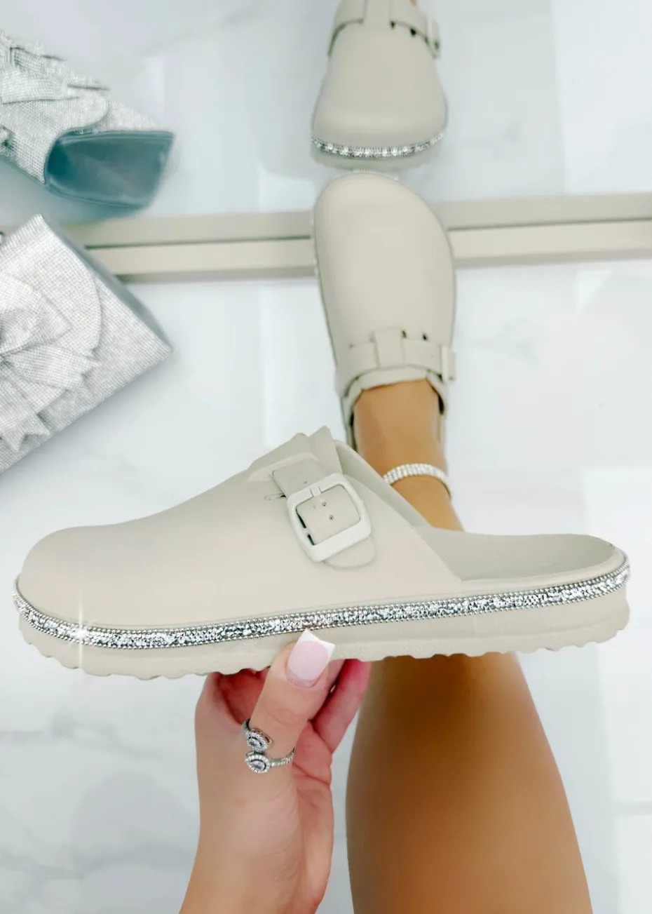 Love Lemonade Mocha Crystal Trim Luxe Lightweight Clogs