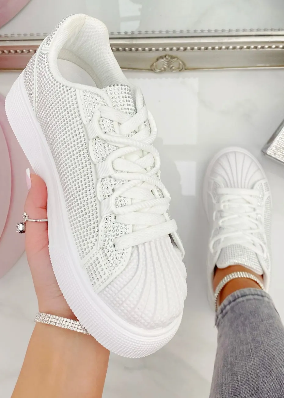 Love Lemonade White Sparkly Crystal Eternal Trainers