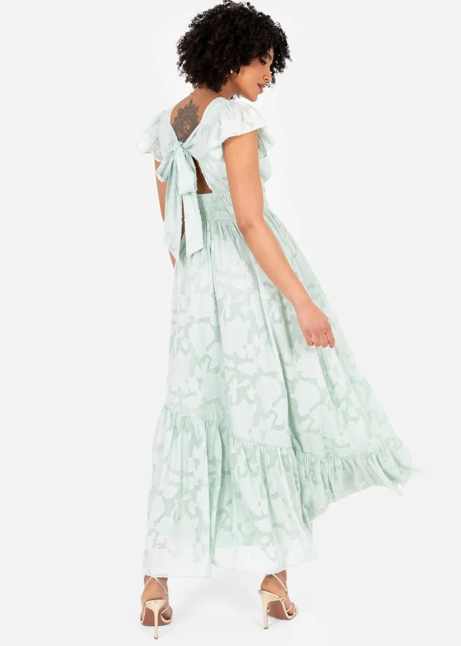Lovedrobe Light Green Floral Faux Wrap Maxi Dress