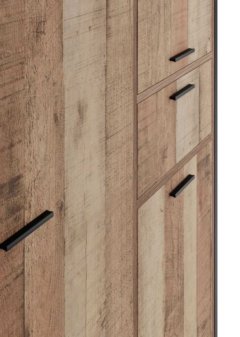 LPD Furniture Hoxton 4 Door Wardrobe Distressed Oak Effect (1800x520x1238mm)
