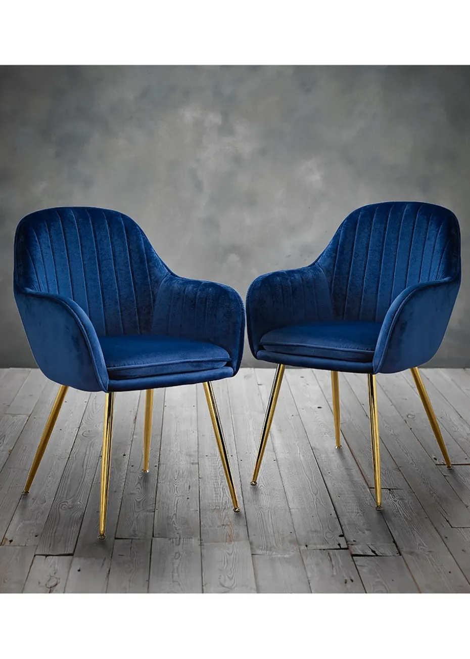 LPD Furniture Set of 2 Lara Dining Chairs Royal Blue