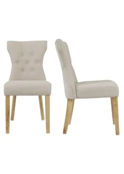 LPD Furniture Set of 2 Naples Dining Chairs Beige (920x630x460mm)