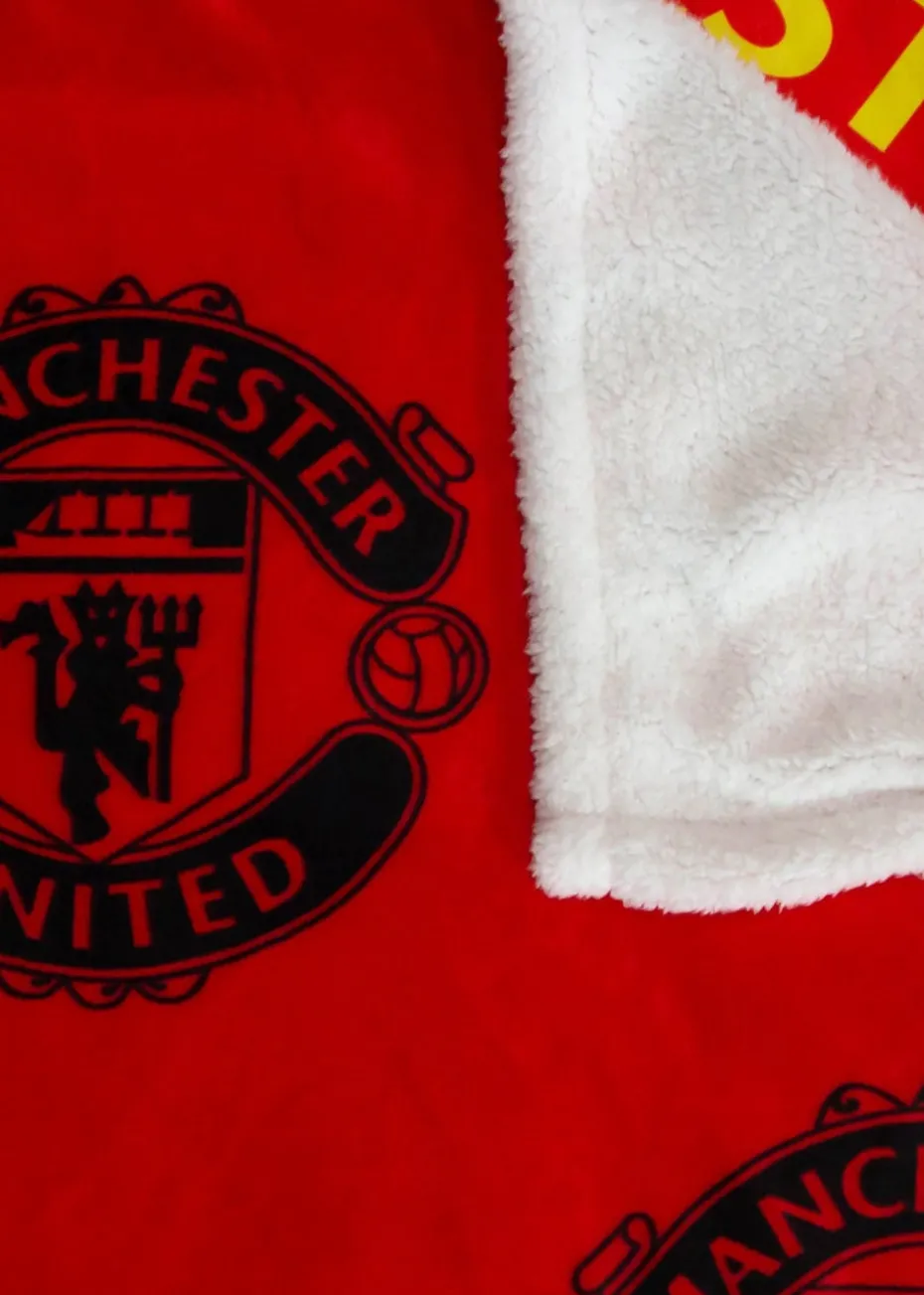 Manchester United FC Faux-Shearling Backed Fleece Throw (120x150cm)