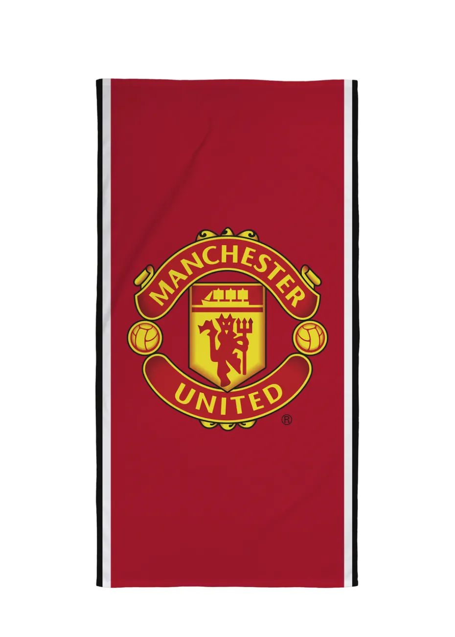 Manchester United FC Stripe Velour Printed Towel