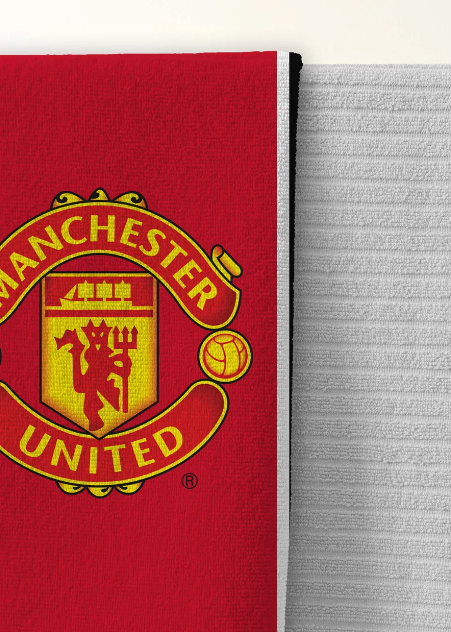 Manchester United FC Stripe Velour Printed Towel