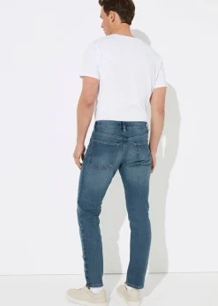 Mid Wash Stretch Slim Fit Jeans