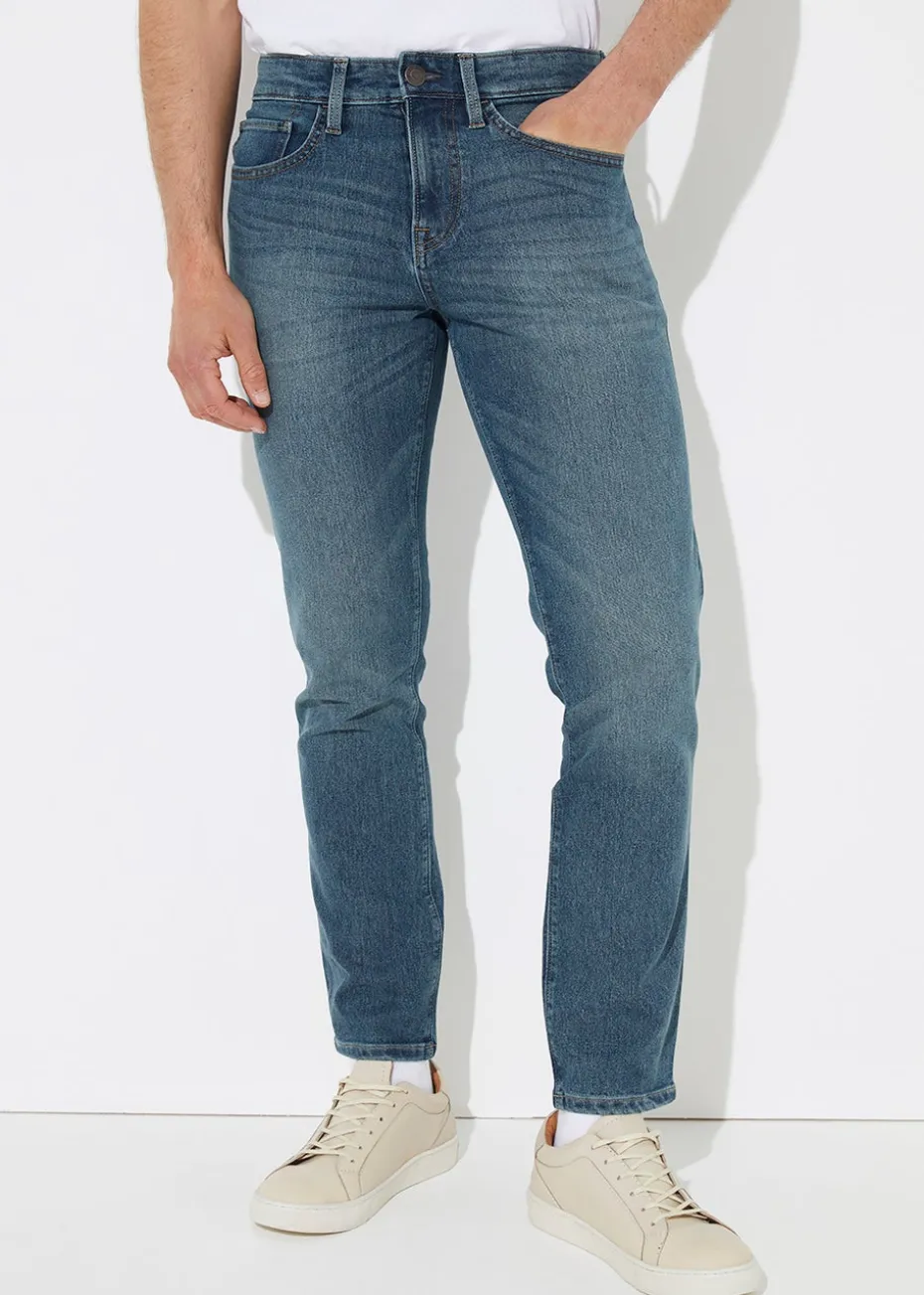 Mid Wash Stretch Slim Fit Jeans