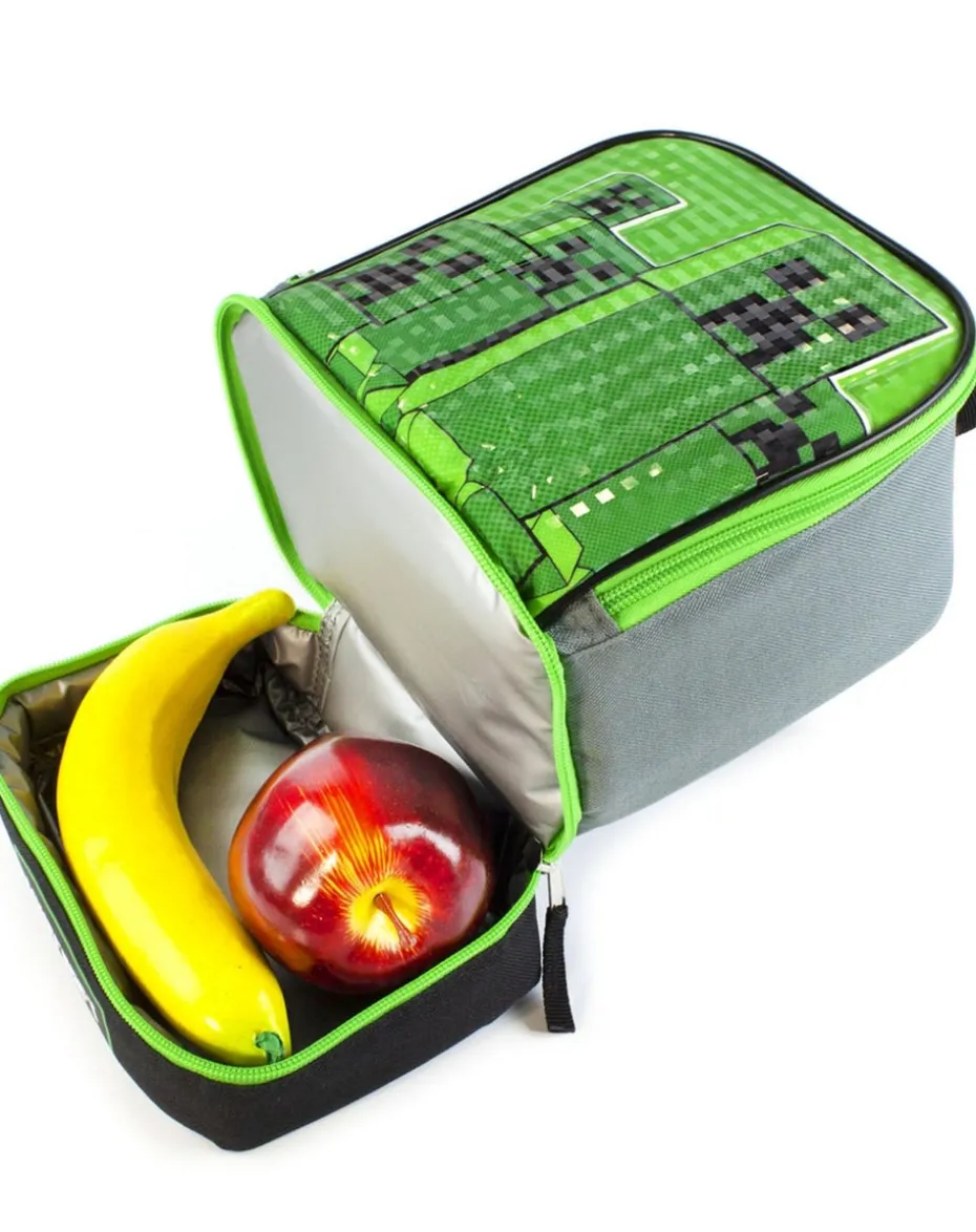 Minecraft Creeper Compartment Zip Green Lunchbag