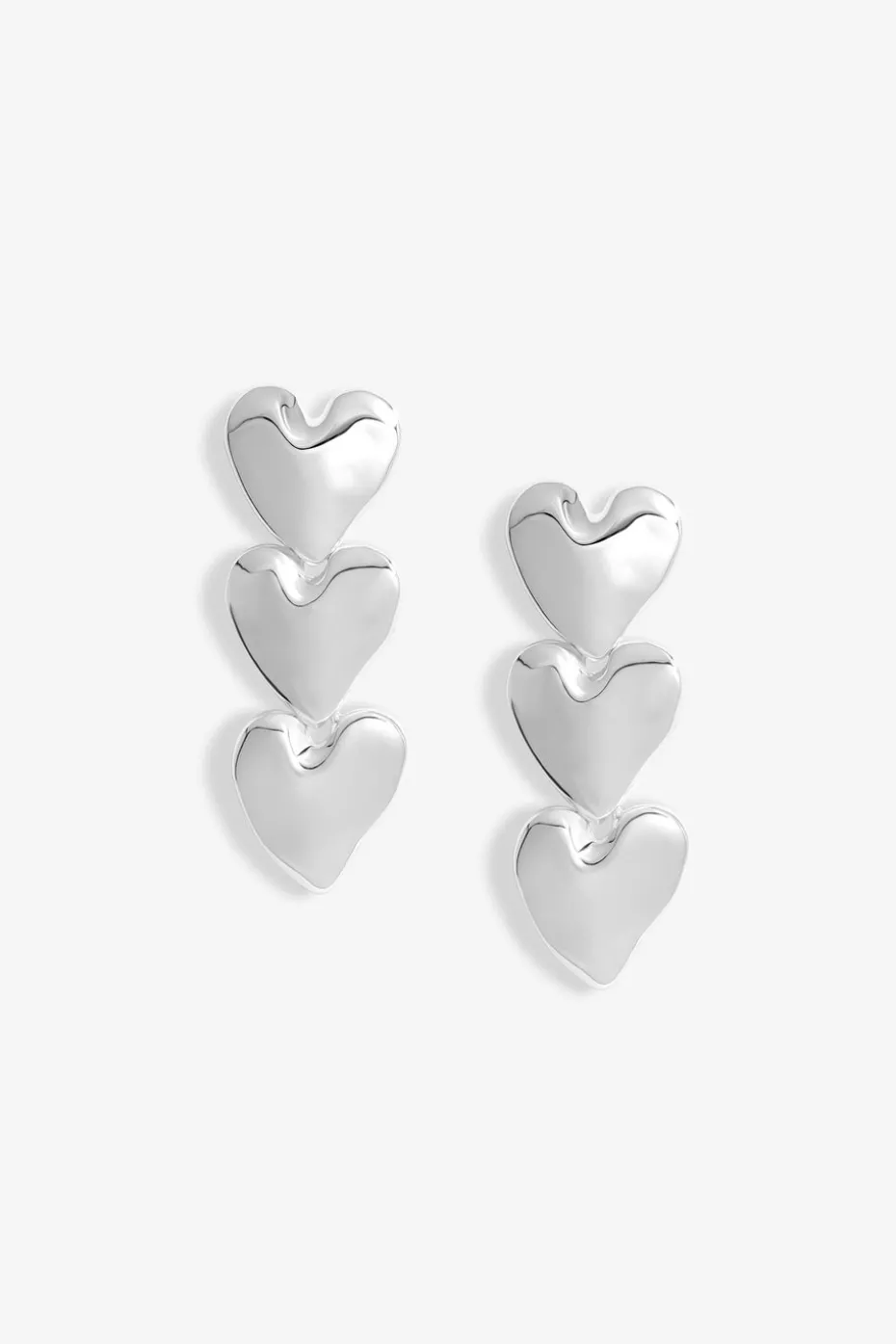 Mood Silver Polished Molten Heart Triple Drop Earrings