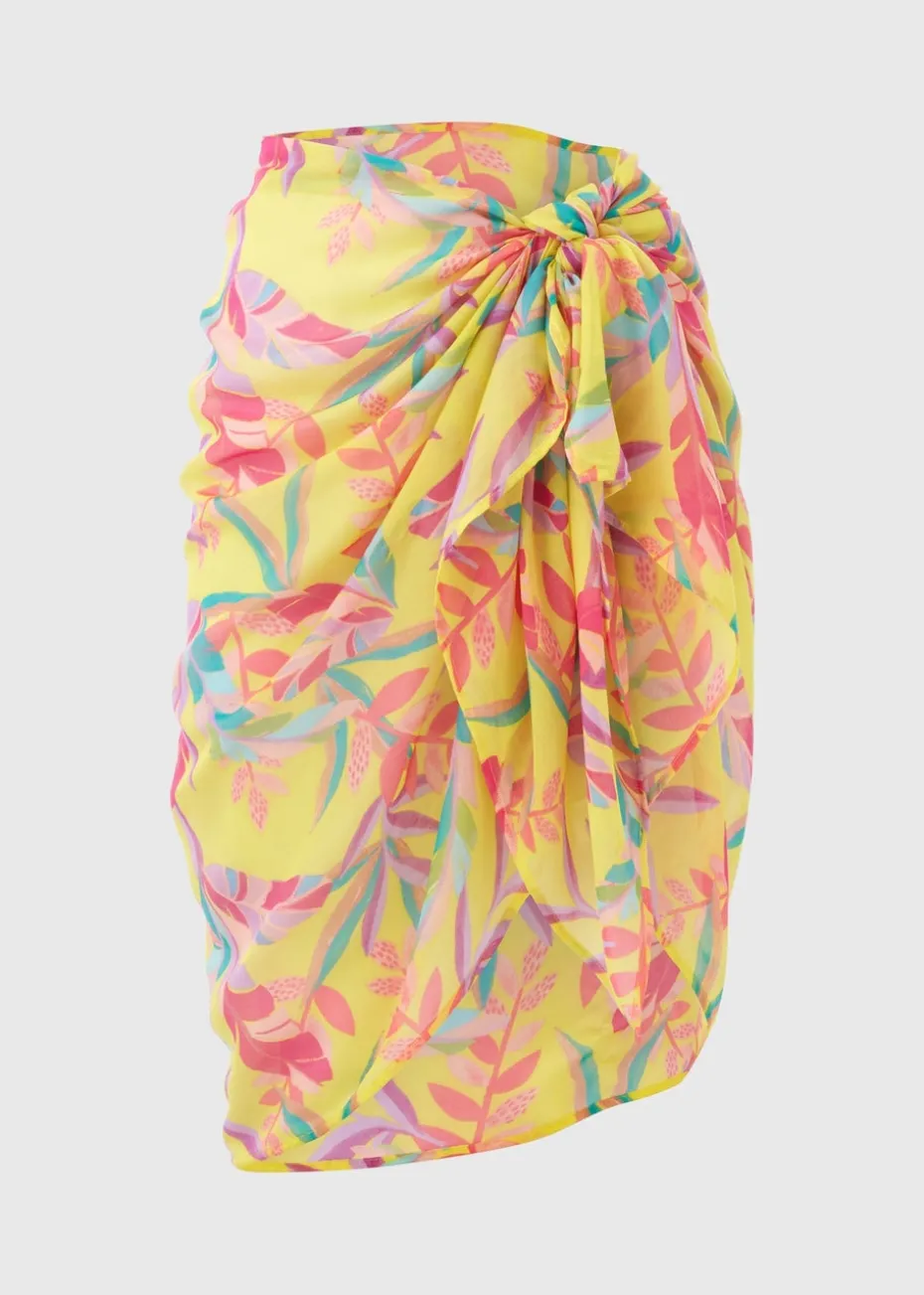 Multicolour Leaf Print Sarong